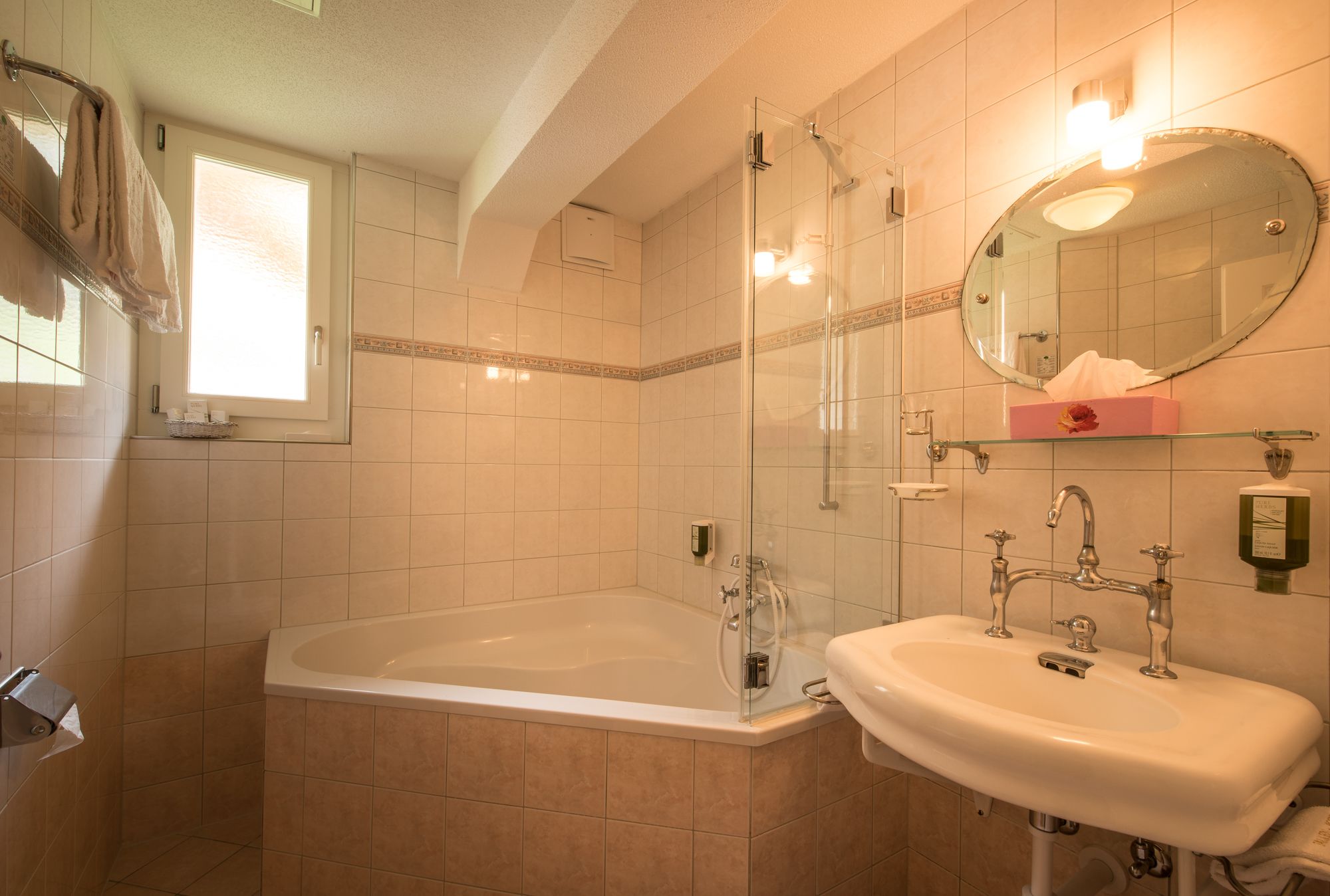 free toiletries, hair dryer, towels