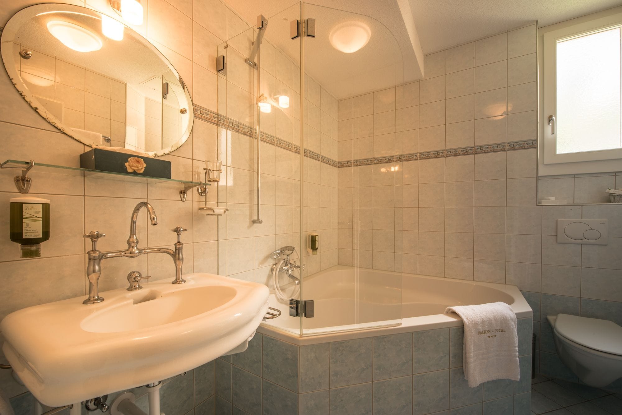 free toiletries, hair dryer, towels