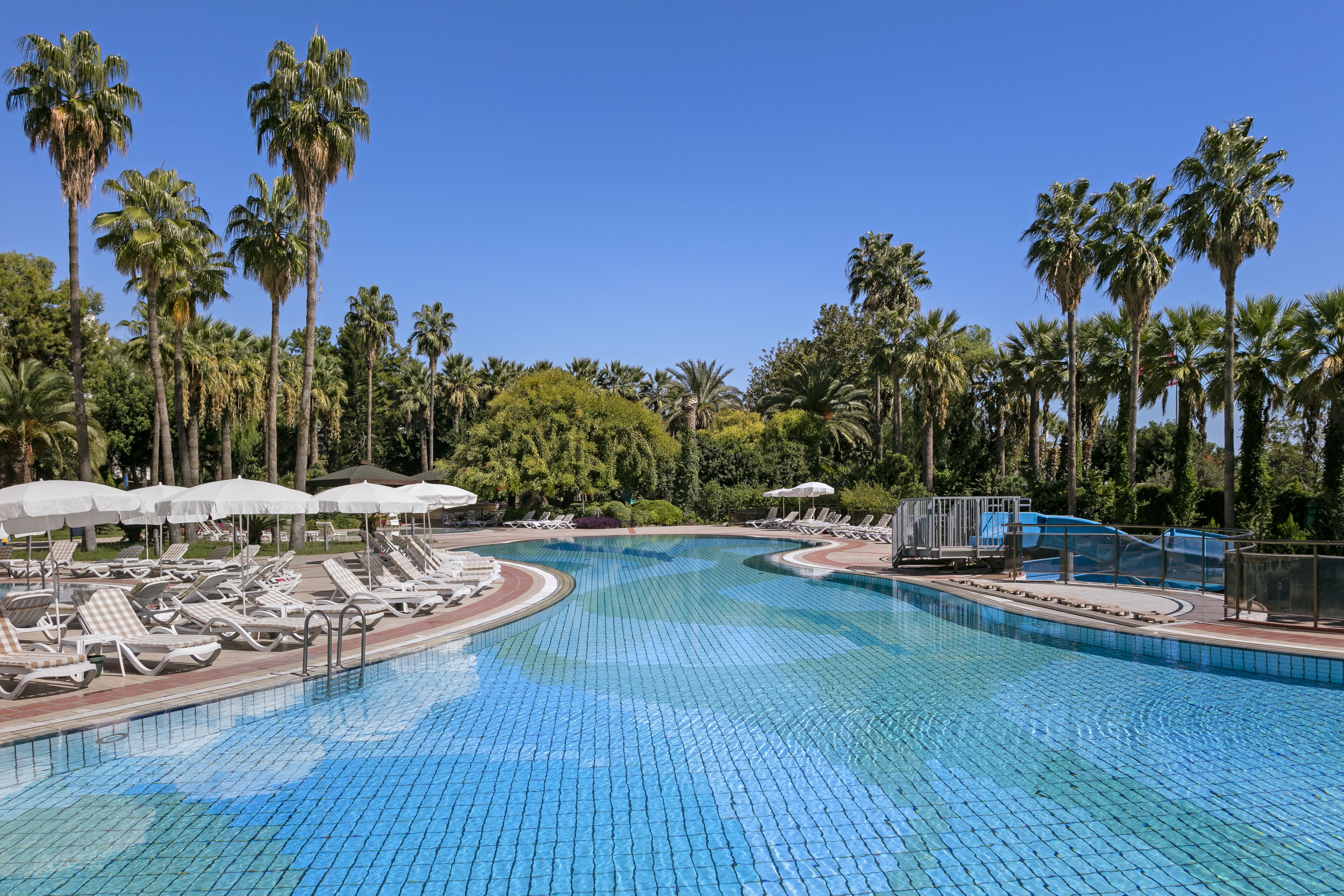 Indoor pool, outdoor pool, pool umbrellas, sun loungers
