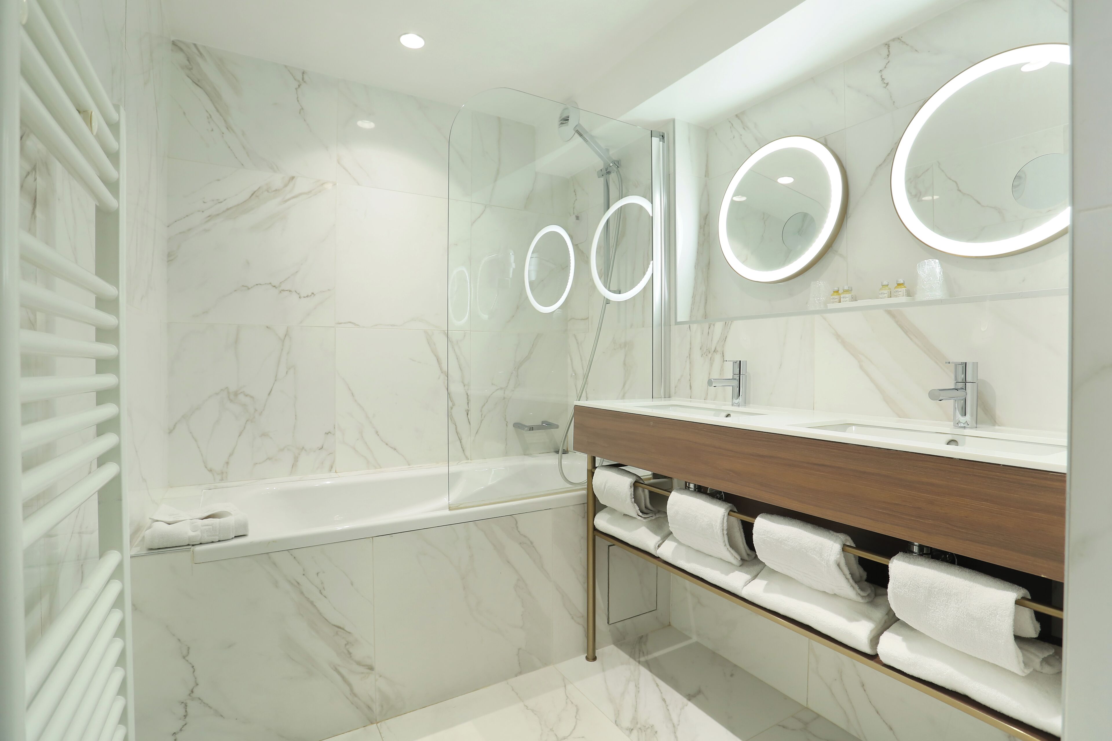 free toiletries, hair dryer, towels