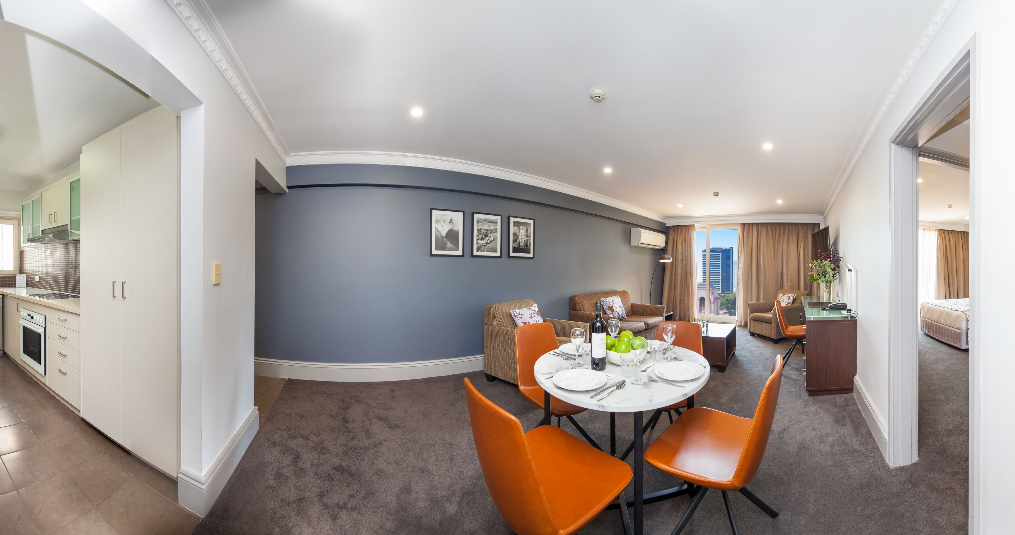 two bedroom front apartment + light breakfast placed in room | living area | 40-inch lcd tv with cable channels, tv, dvd player