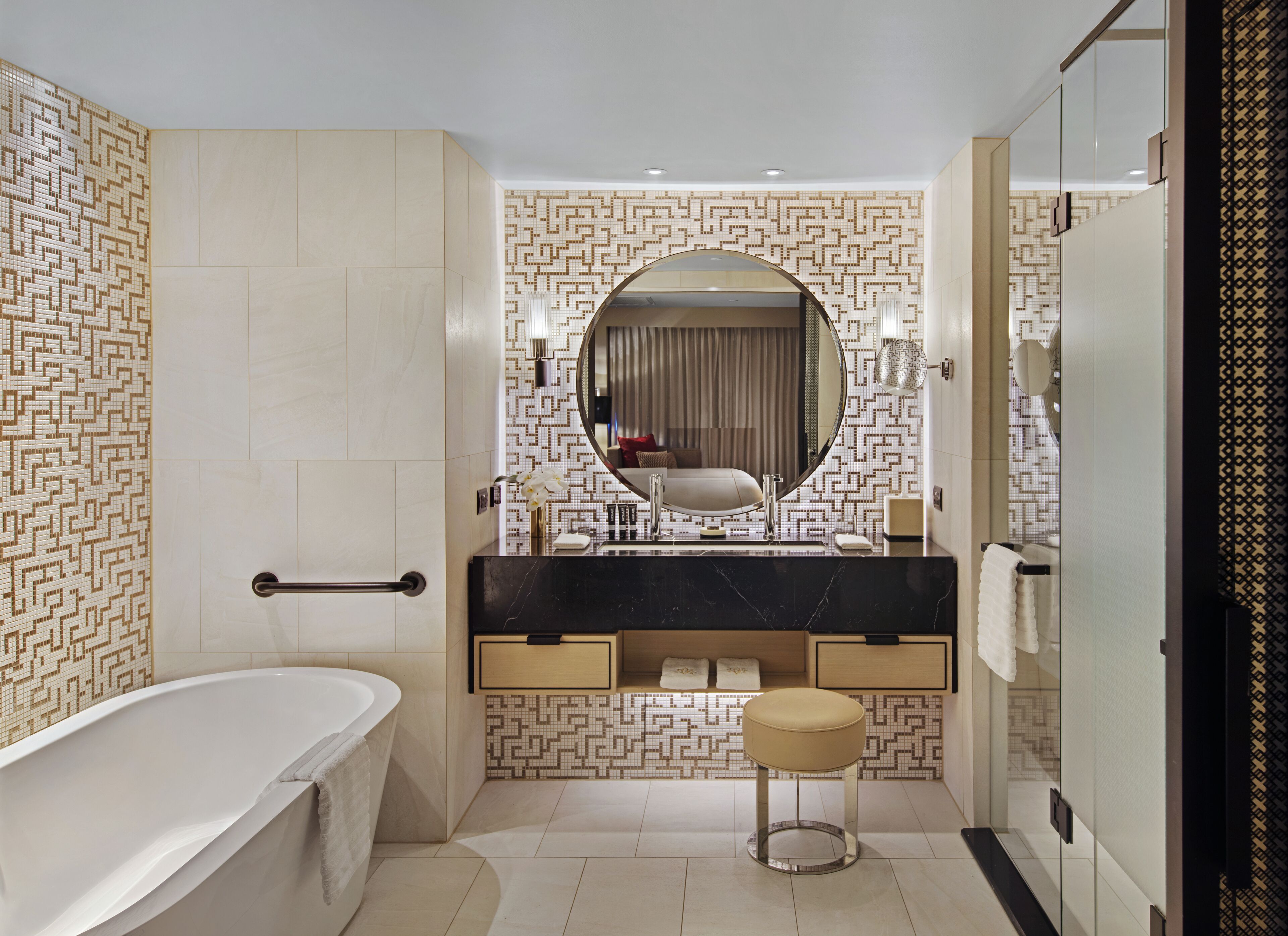 premium suite | bathroom | shower, free toiletries, hair dryer, towels