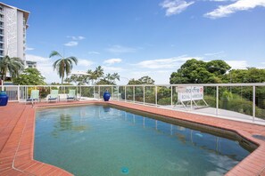 Outdoor pool, sun loungers