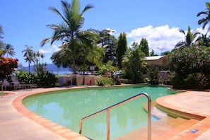Outdoor pool, sun loungers