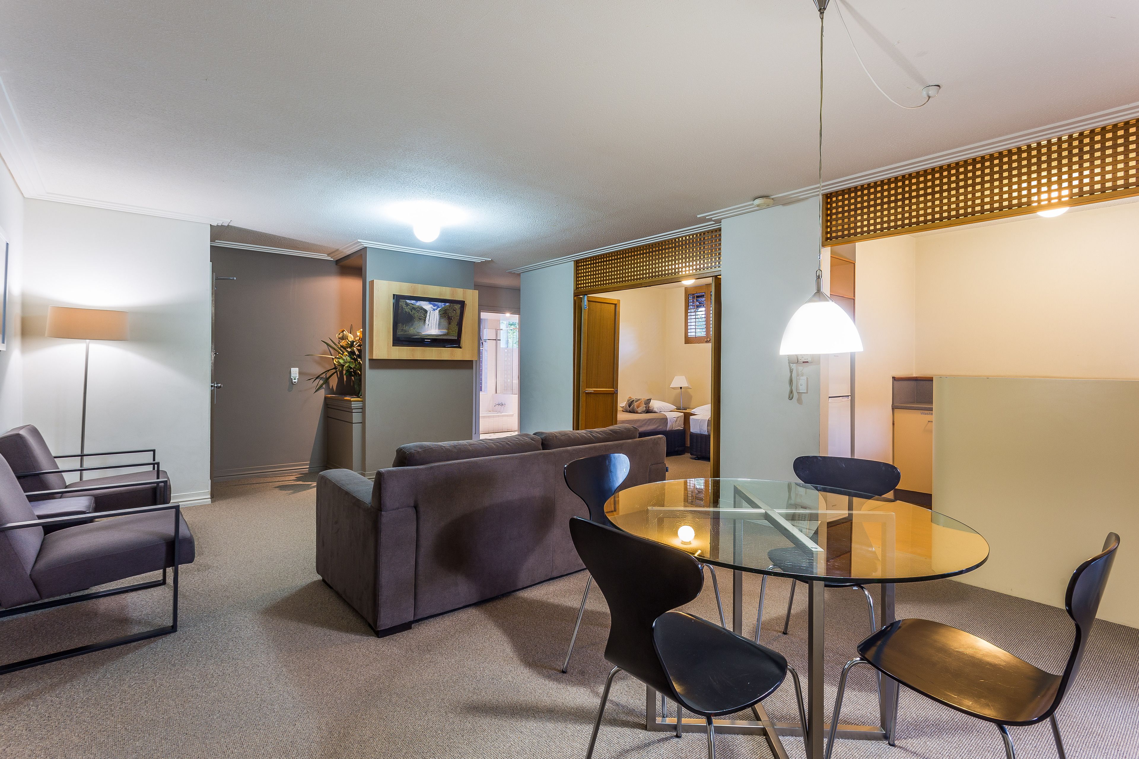 two bedroom apartment  | desk, blackout curtains, soundproofing, iron/ironing board