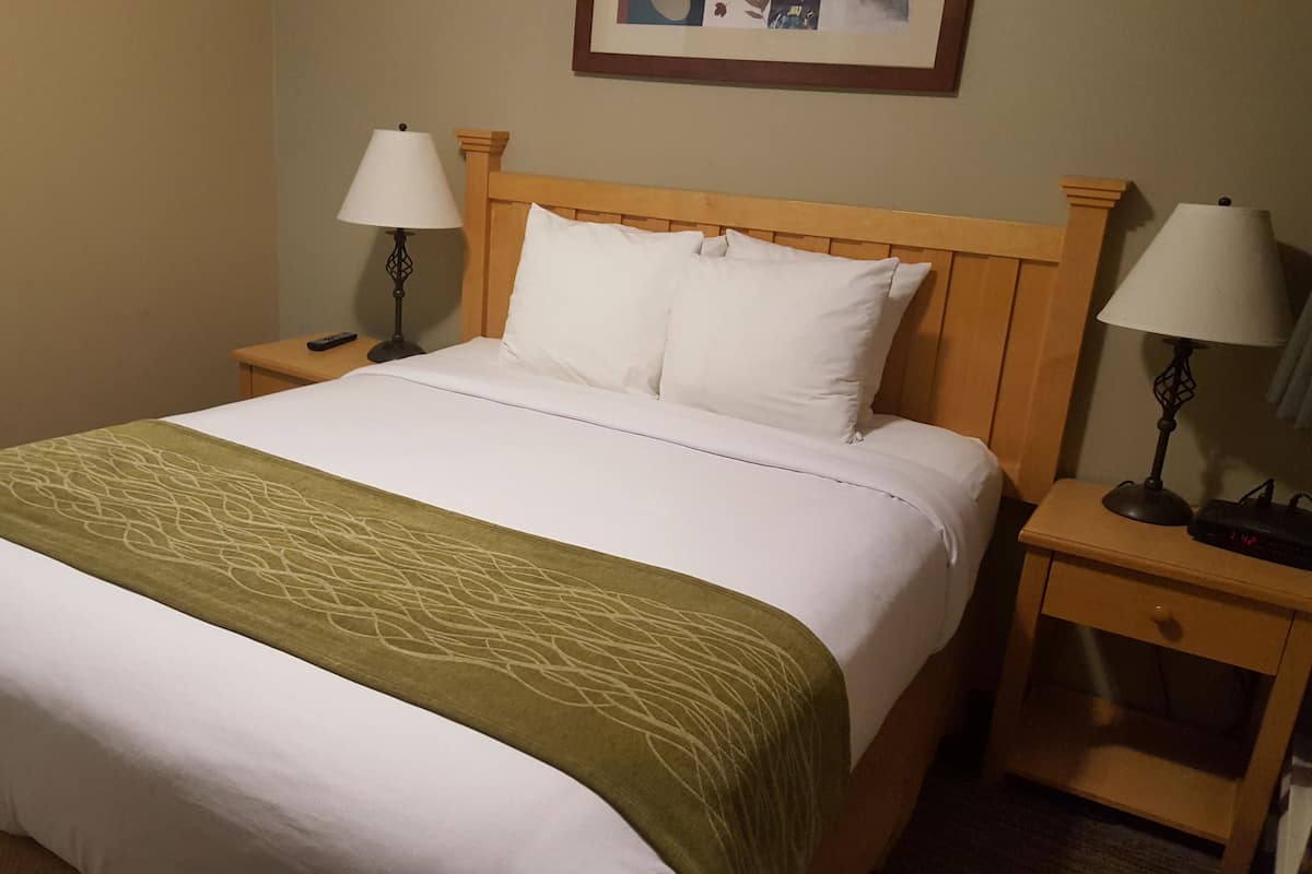 Rum - 1 queensize-säng - icke-rökare (Small) | Sängtillbehör av högsta kvalitet, skrivbord och mörkläggningsgardiner