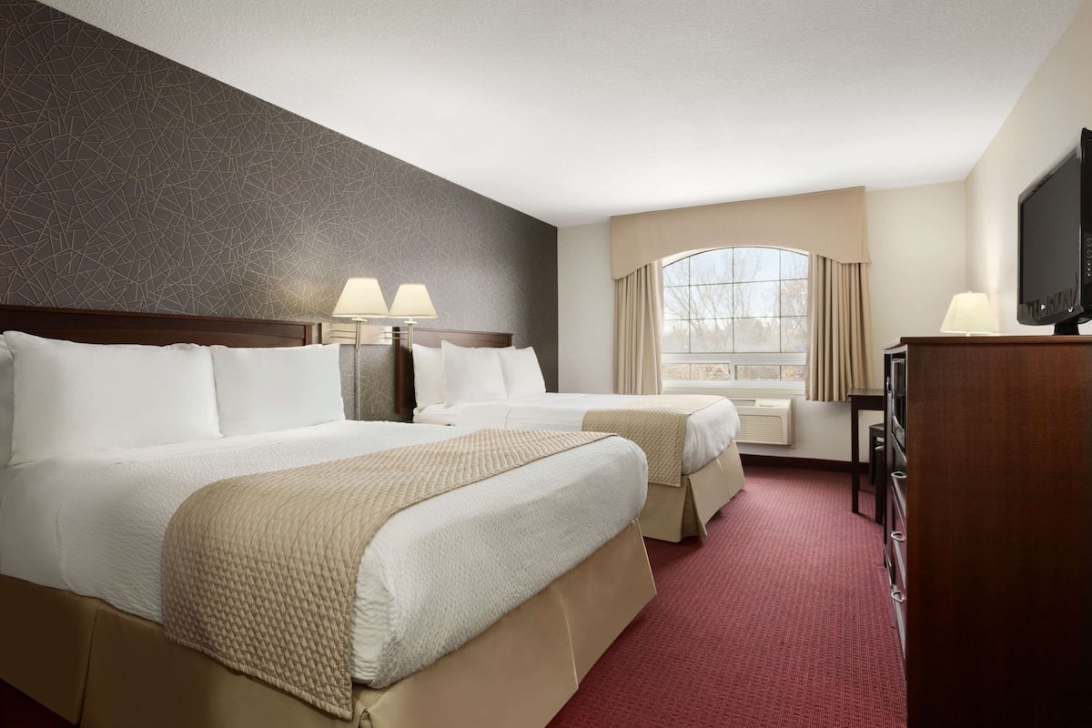 Deluxe Room, 2 Queen Beds, Non Smoking (First Floor) | Pillowtop beds, desk, blackout drapes, iron/ironing board