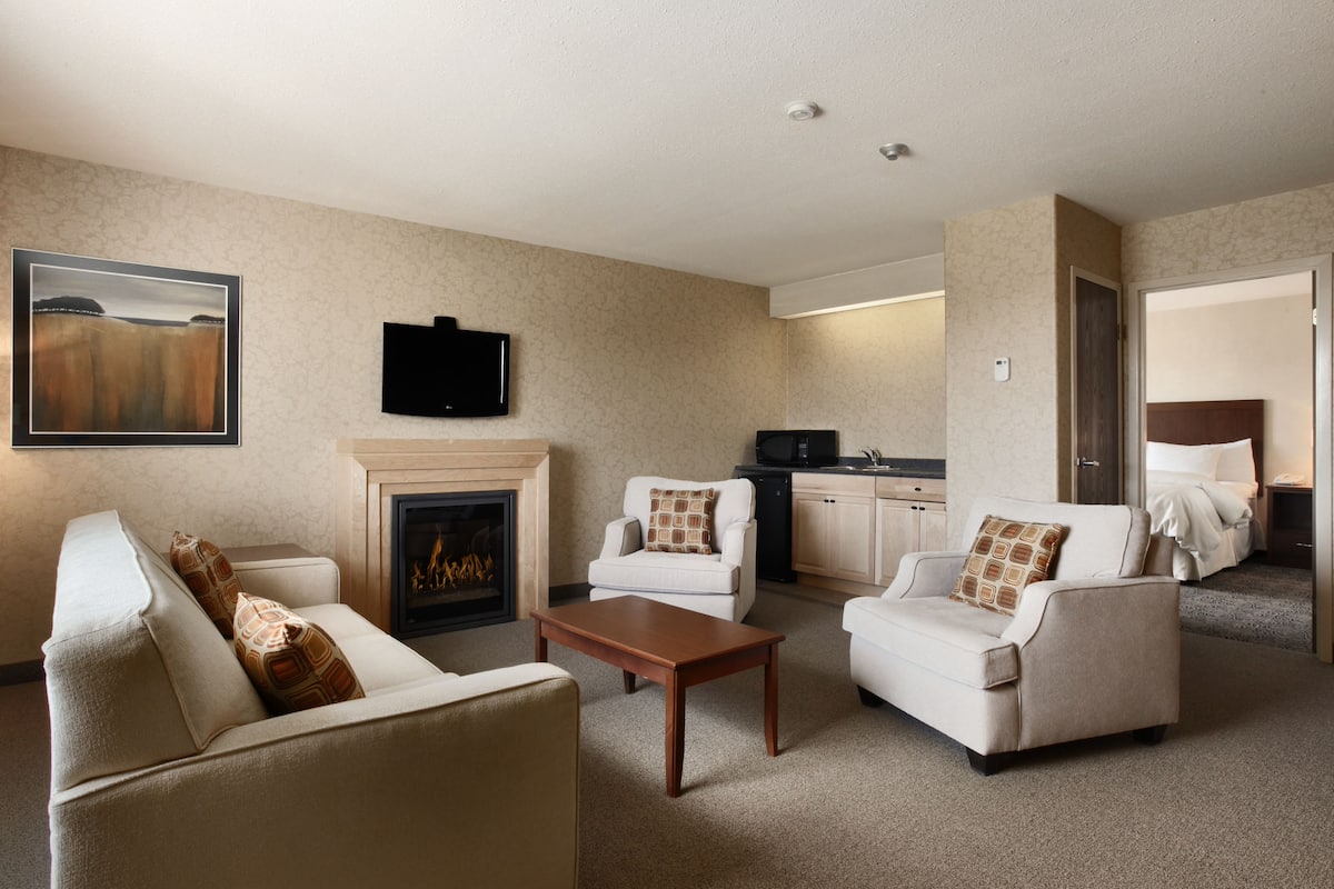 suite, 1 king bed, non smoking, kitchenette | living area | tv