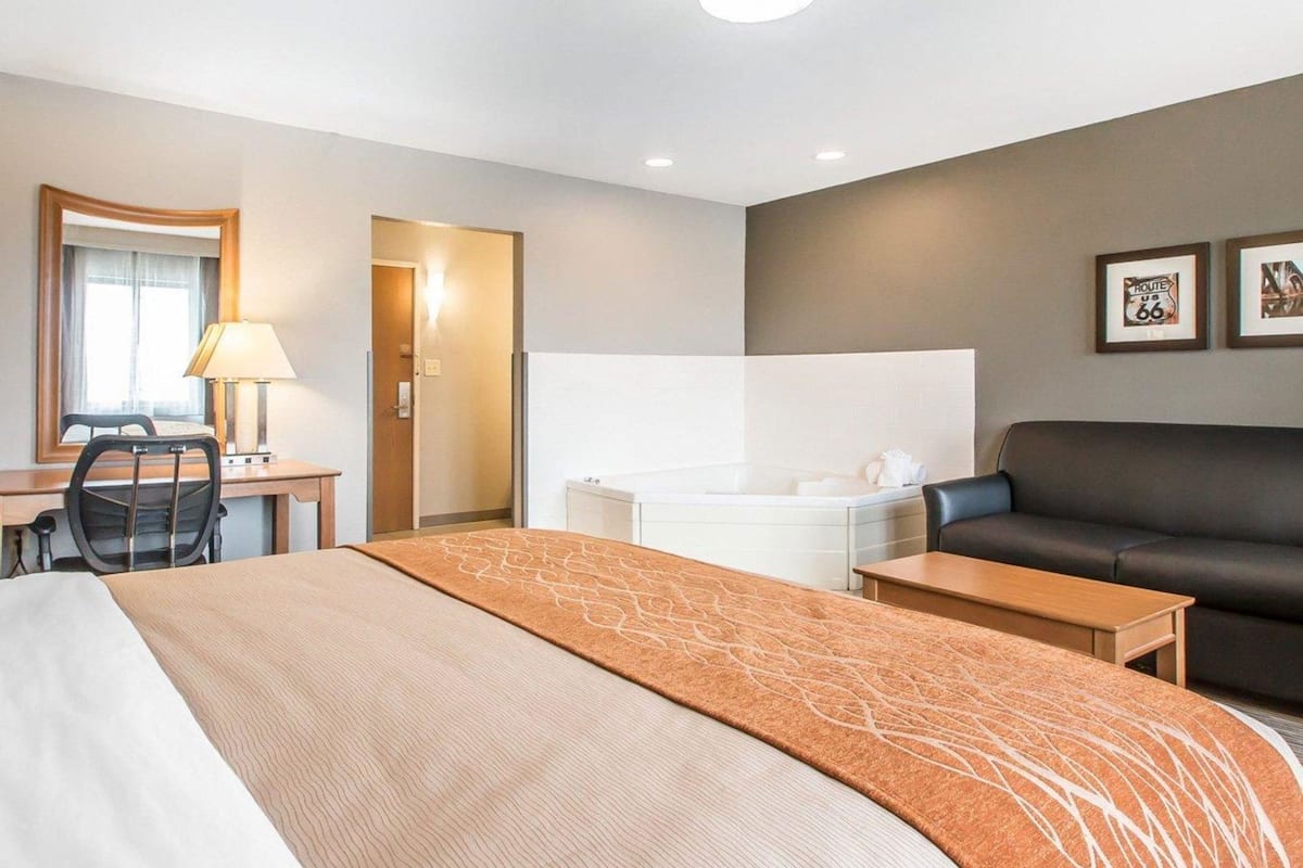 Premium bedding, desk, blackout curtains, iron/ironing board