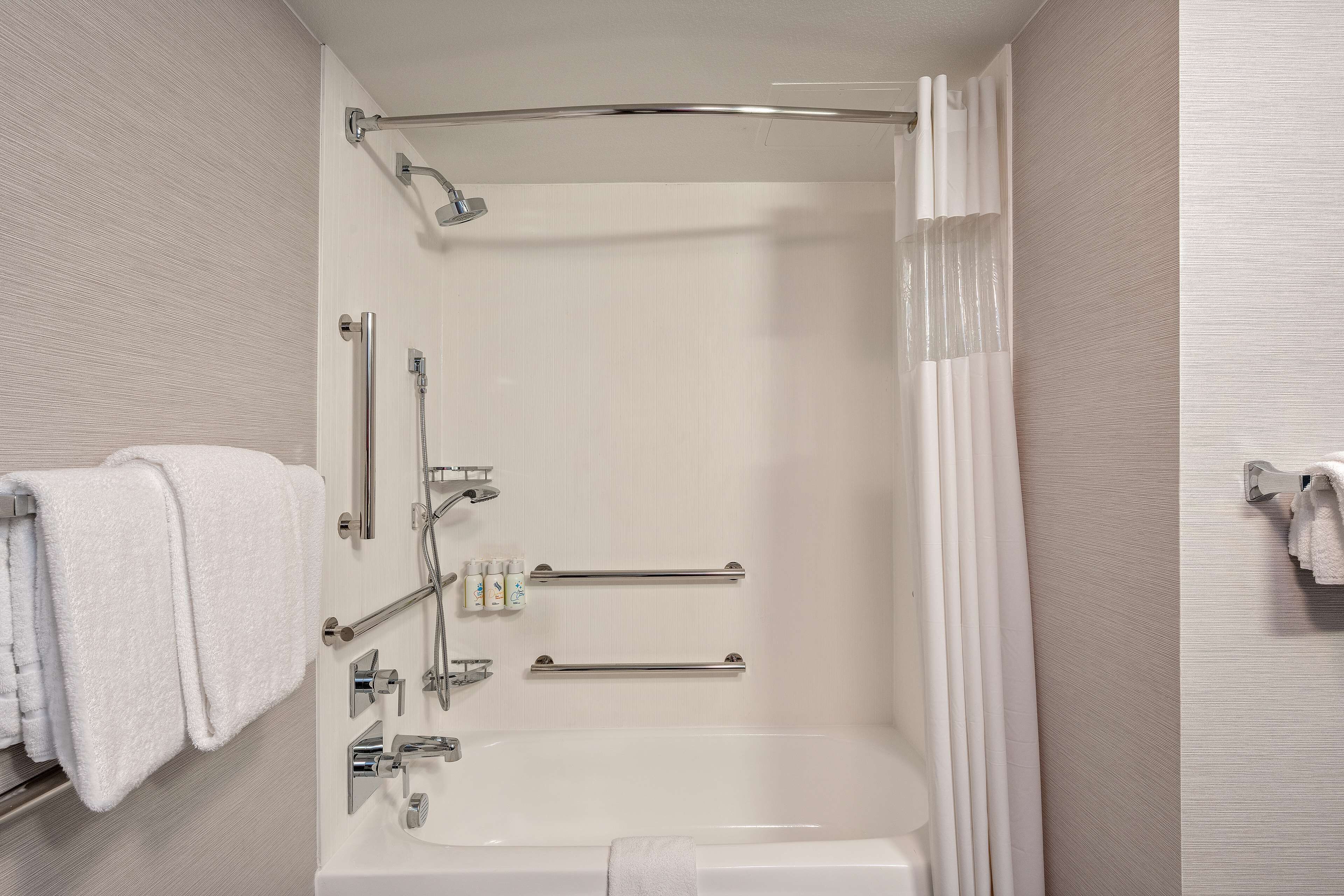 free toiletries, hair dryer, towels, soap