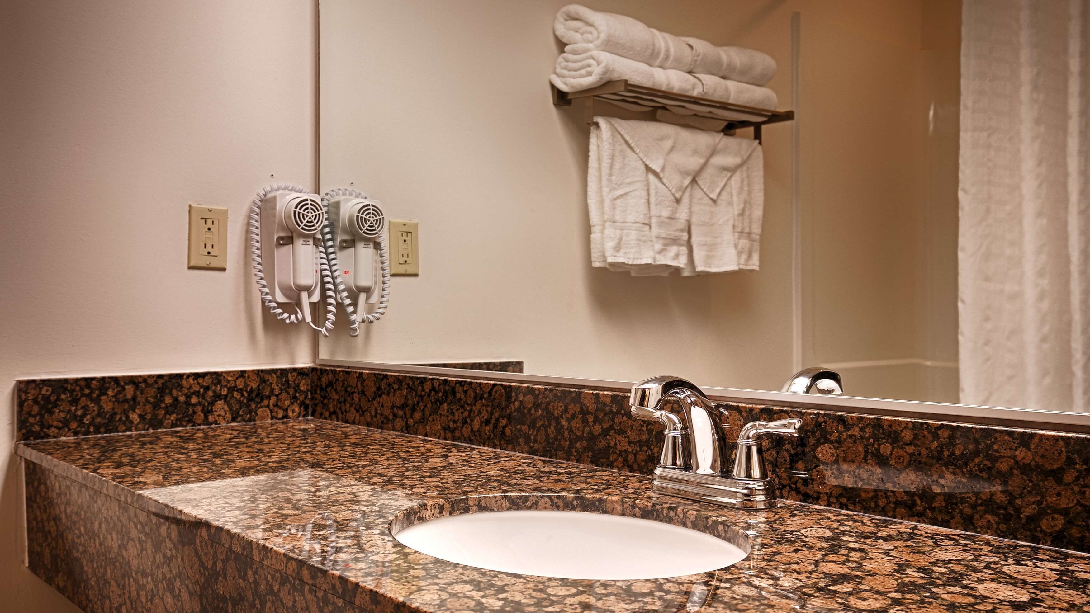 free toiletries, hair dryer, towels