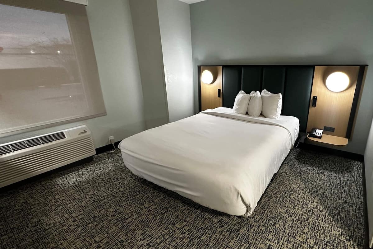 Room, 1 Queen Bed, Hearing Accessible, Non Smoking (Mobility/hearing, Roll-in Shower) | Desk, blackout drapes, iron/ironing board, free cribs/infant beds