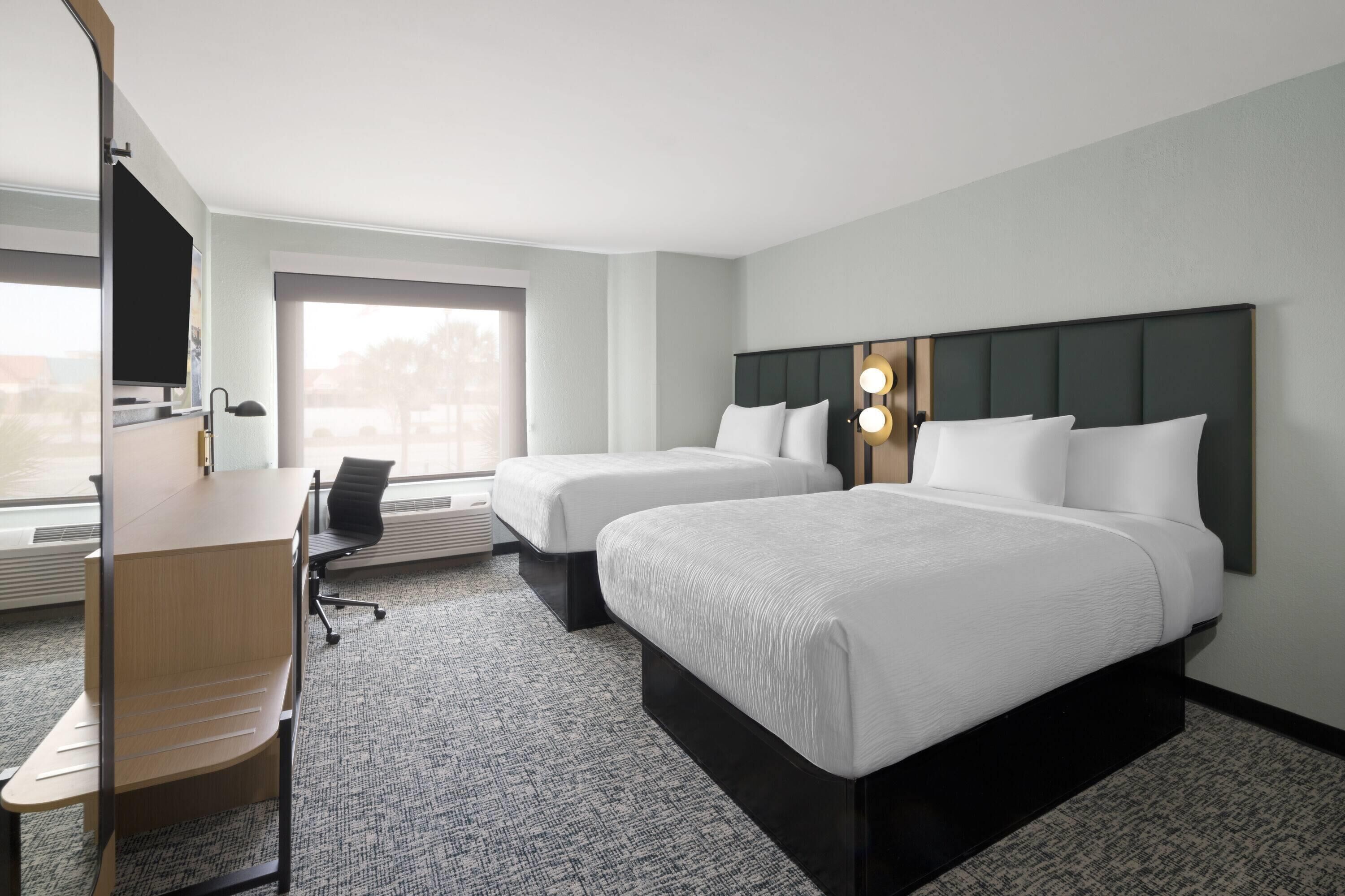 Room, 2 Double Beds, Non Smoking | Desk, blackout drapes, iron/ironing board, free cribs/infant beds