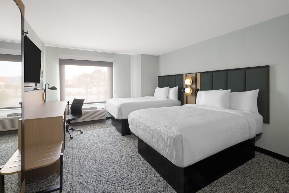 Room, 2 Double Beds, Non Smoking | Desk, blackout drapes, iron/ironing board, free cribs/infant beds