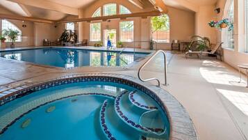 Indoor pool, open 7:00 AM to 11:00 PM, sun loungers