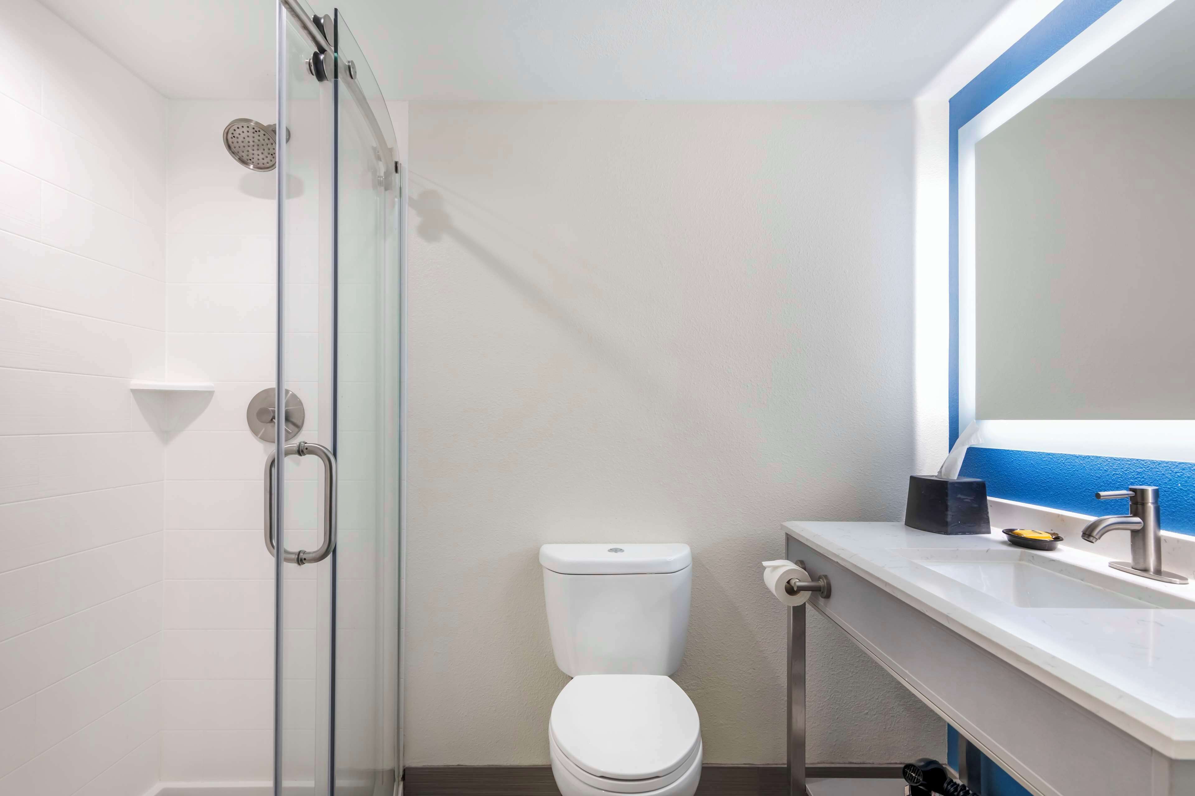 free toiletries, hair dryer, towels