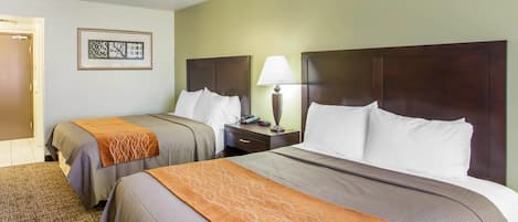 Standard Room, 2 Queen Beds, Non Smoking | In-room safe, desk, soundproofing, iron/ironing board