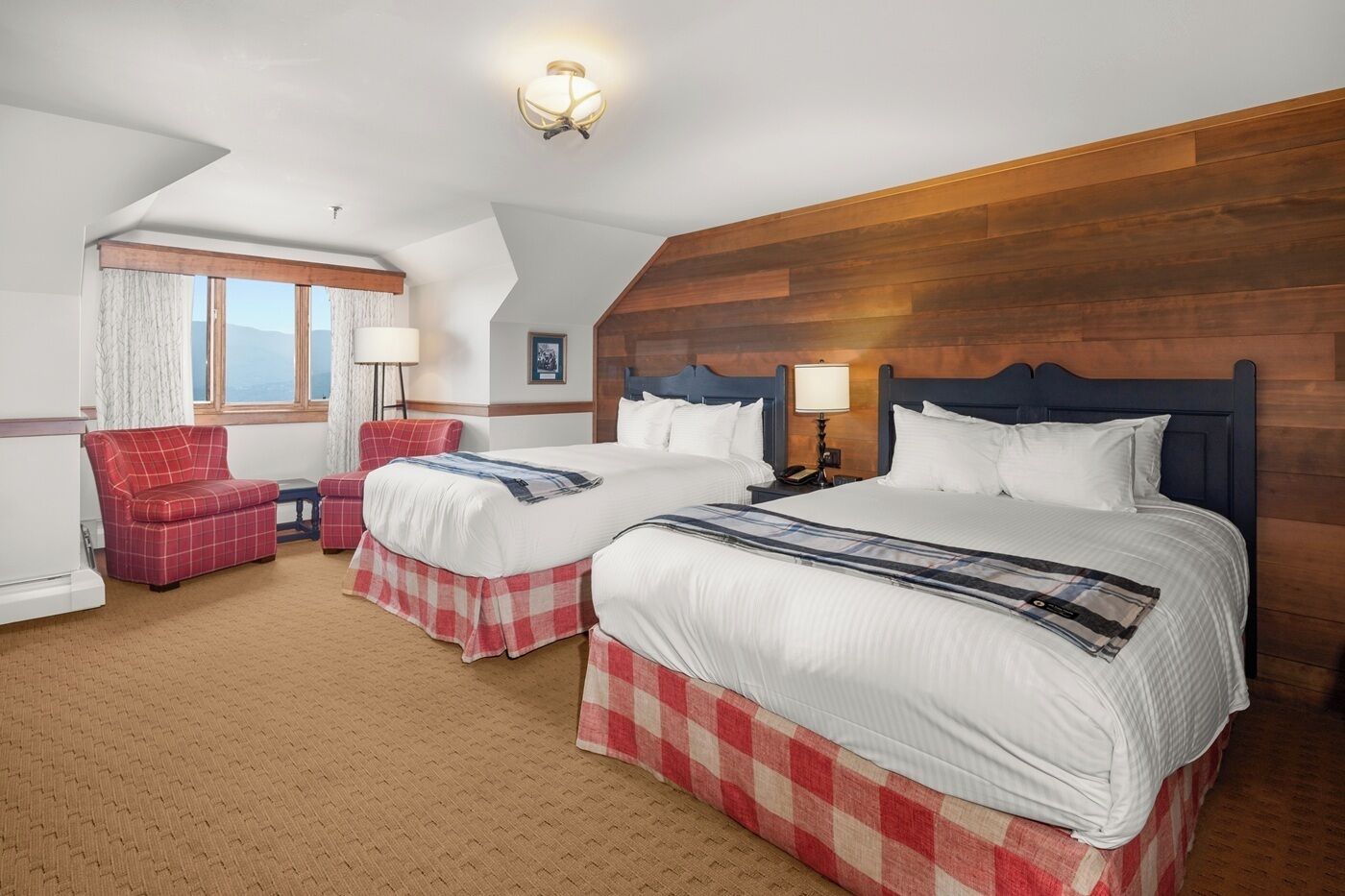 Hallstat Loft Queen | Desk, blackout drapes, iron/ironing board, bed sheets