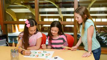 Guests can enjoy a creative getaway with art supplies and workspace.