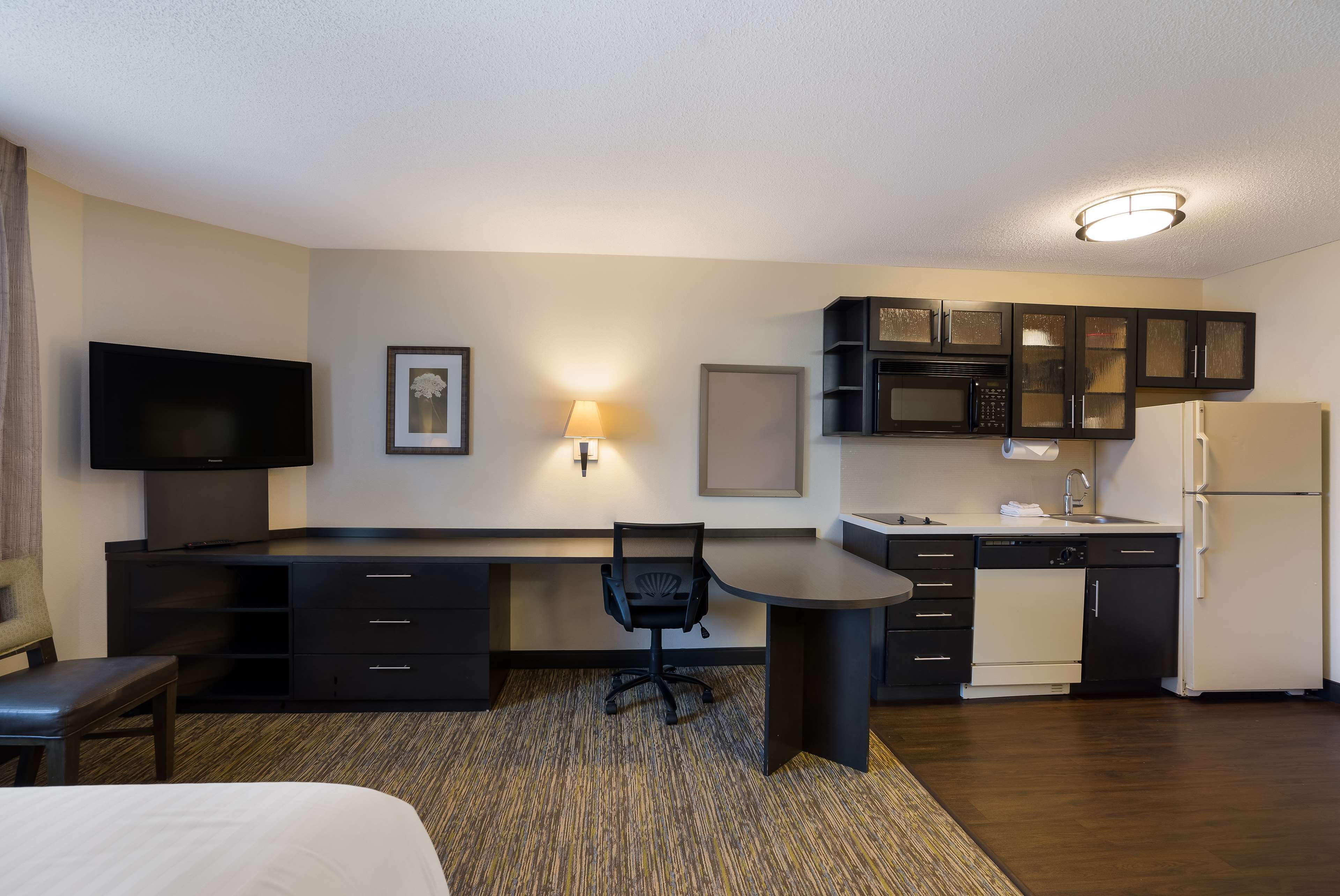 full-sized fridge, microwave, stovetop, dishwasher