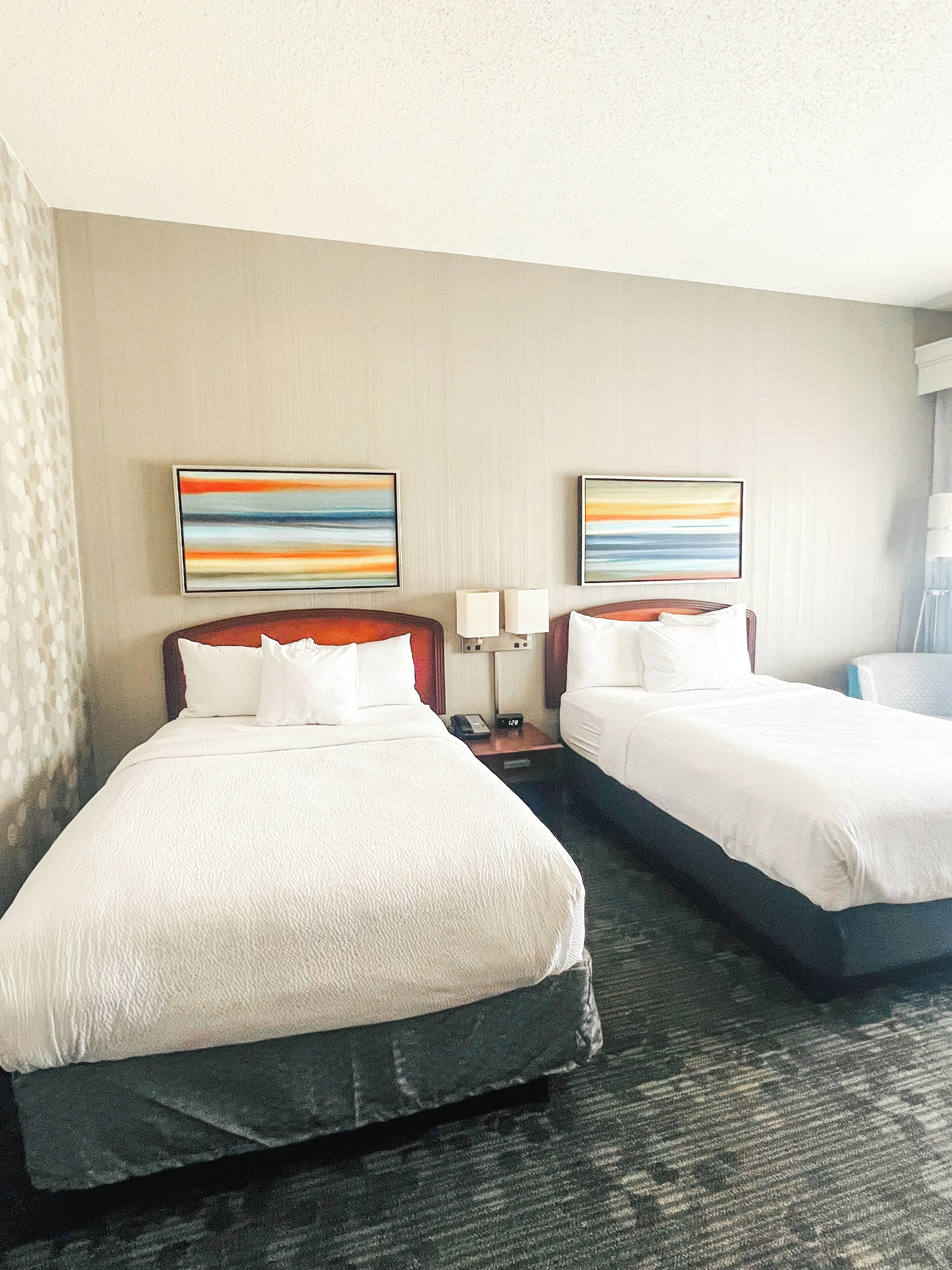 premium bedding, down duvets, desk, laptop workspace