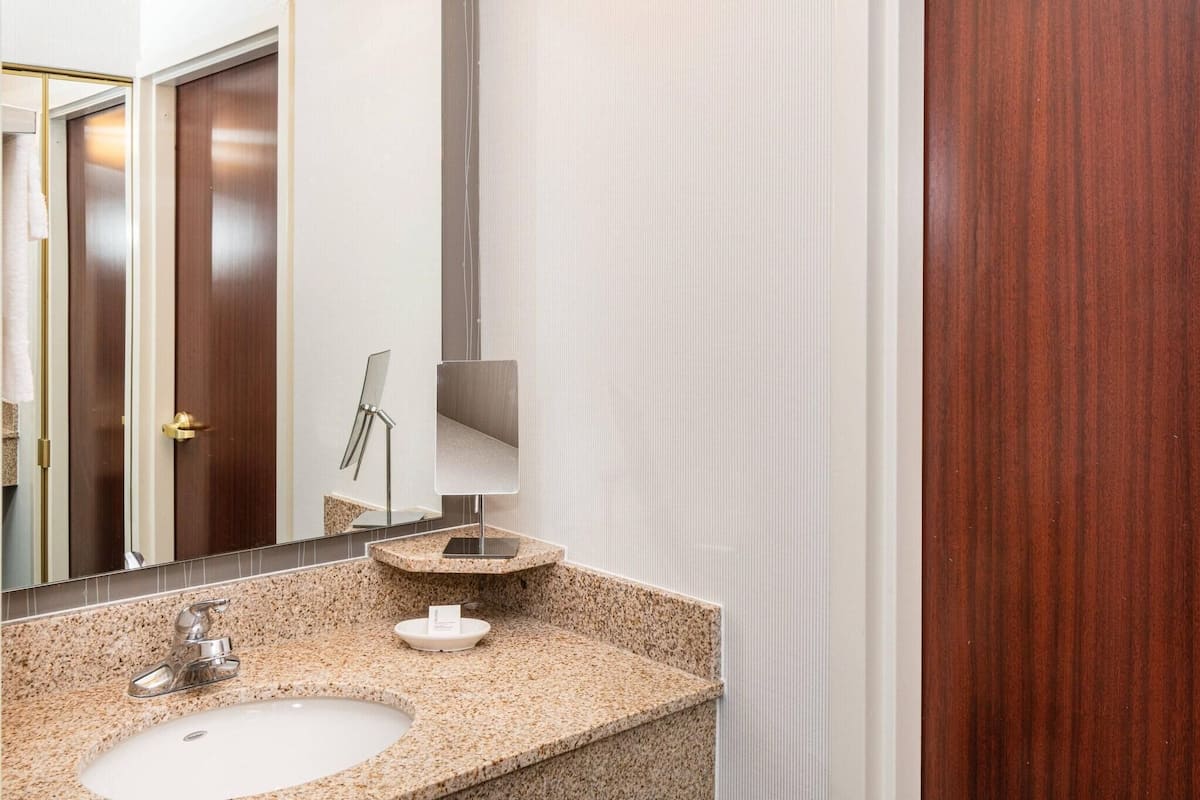 Bathroom | Combined shower/tub, free toiletries, hair dryer, towels