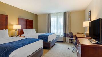 Desk, blackout drapes, iron/ironing board, free WiFi