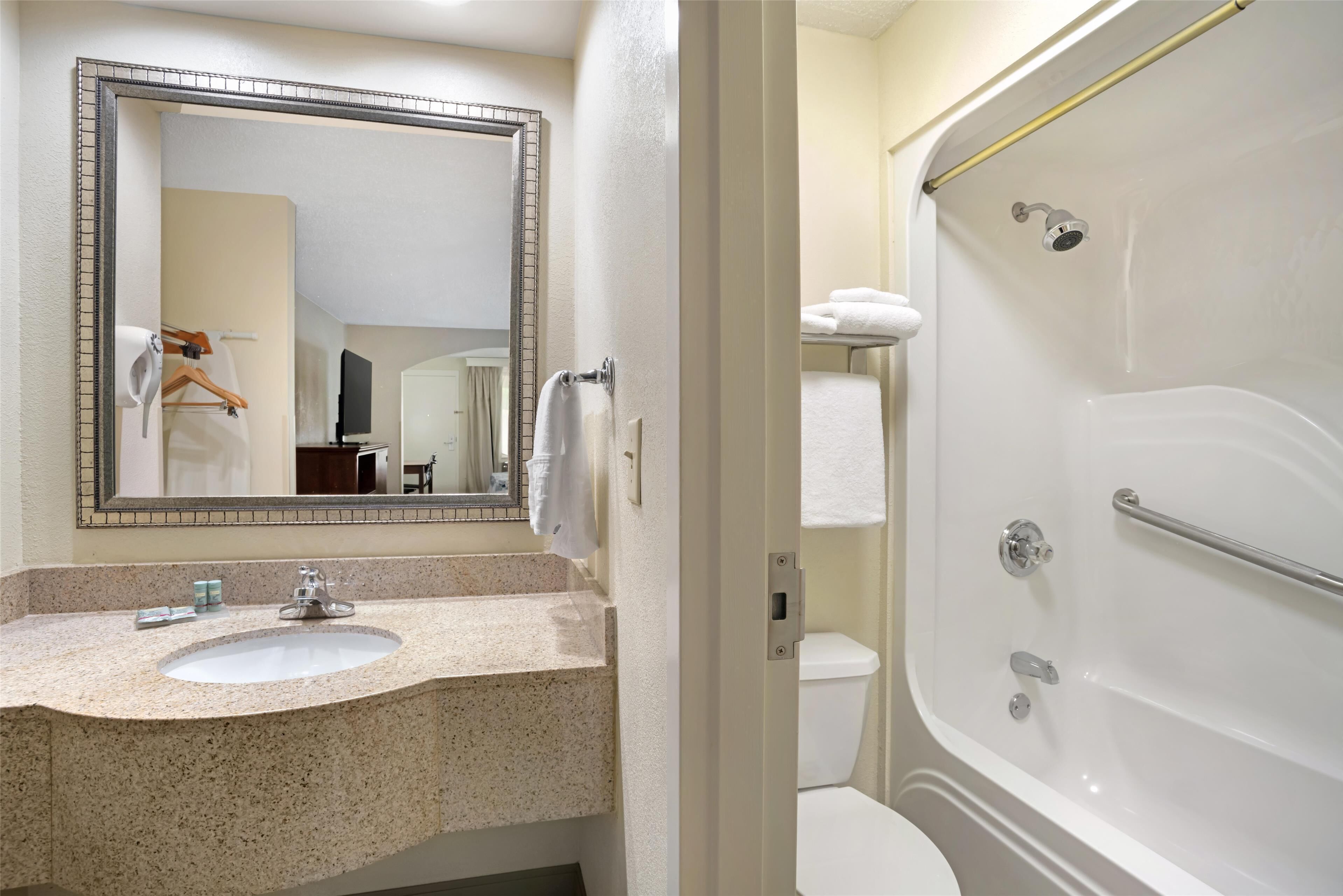 free toiletries, hair dryer, towels, soap