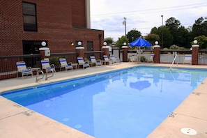 Seasonal outdoor pool, sun loungers