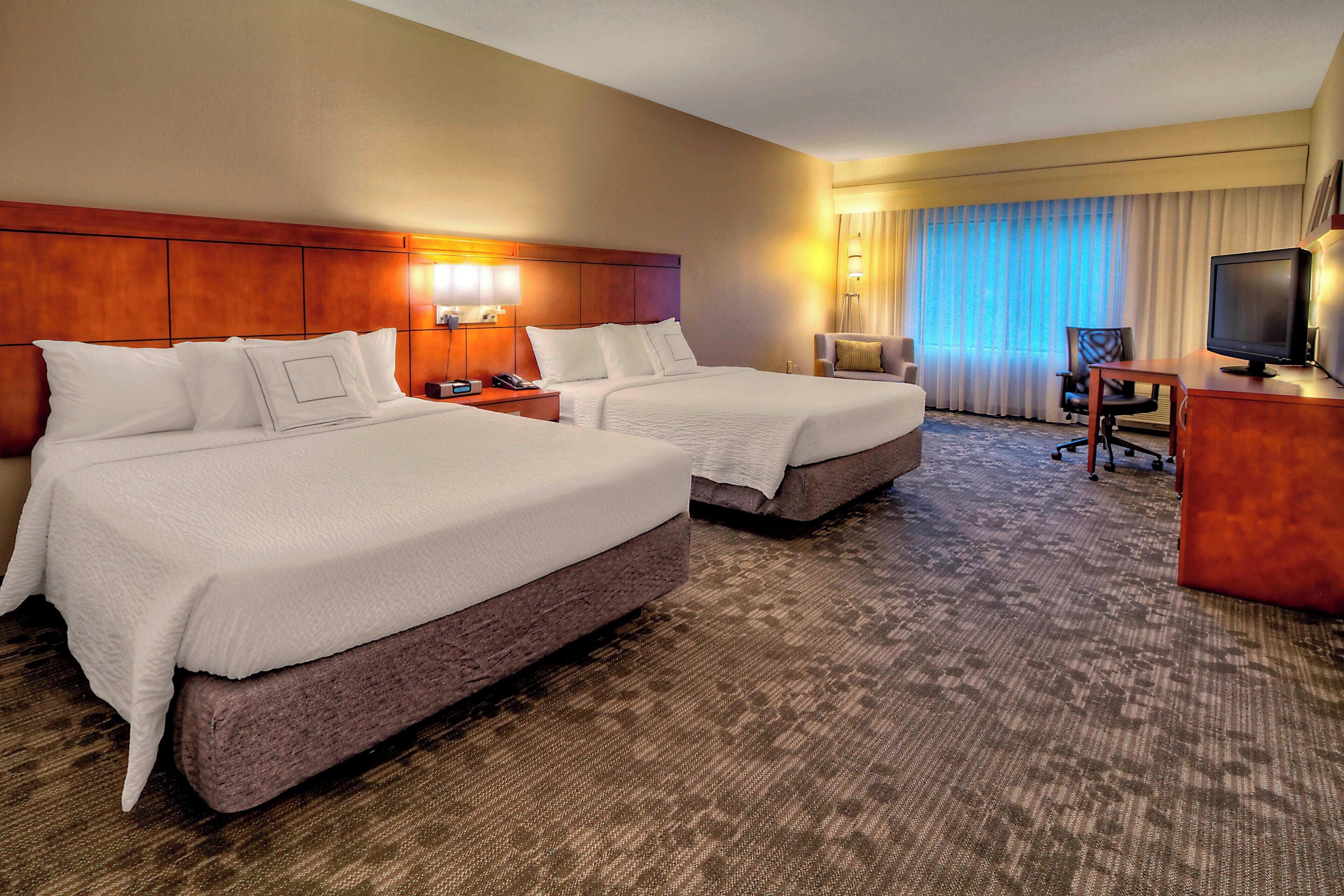 hypo-allergenic bedding, down duvets, desk, laptop workspace