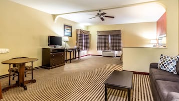 In-room safe, desk, laptop workspace, blackout curtains