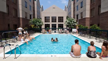 Seasonal outdoor pool, open 8:00 AM to 10 PM, pool umbrellas