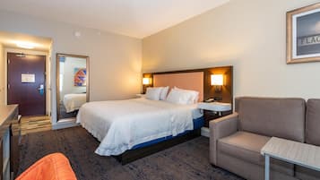 Premium bedding, blackout curtains, iron/ironing board