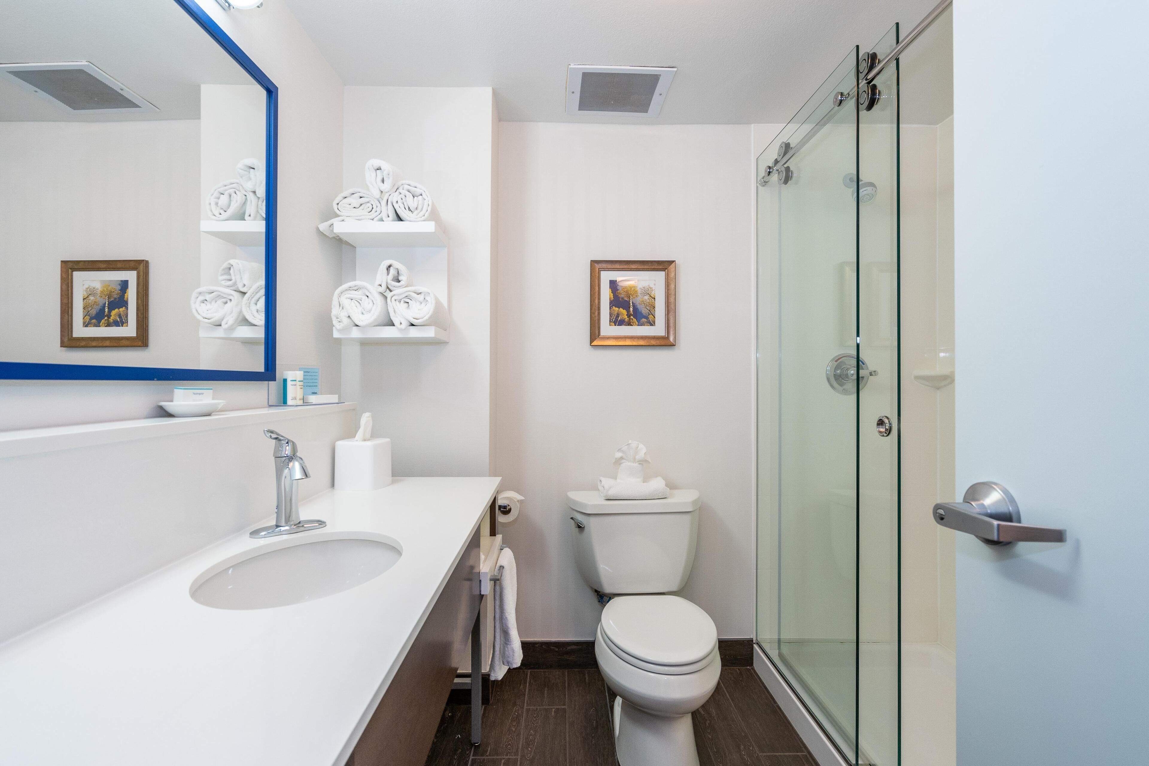 Chambre, 1 très grand lit, non-fumeurs | Douche de la salle de bain