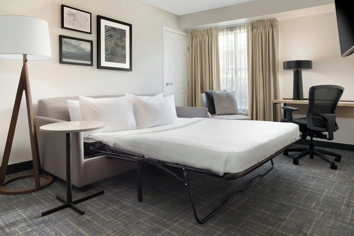 In-room safe, desk, laptop workspace, blackout curtains