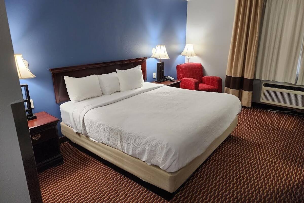 Pillowtop beds, desk, laptop workspace, iron/ironing board