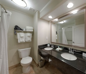 Habitación doble | Baño | Amenidades de baño gratuitas, secadora de cabello, toallas, jabón