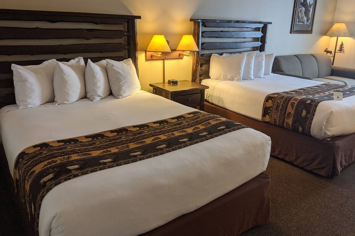 deluxe room, 2 queen beds, accessible (family room 2 queen beds 2 sofa beds) | pillow-top beds, desk, blackout curtains, iron/ironing board