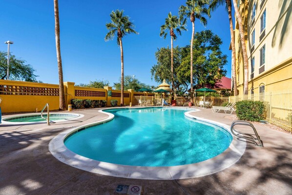 Outdoor pool, sun loungers