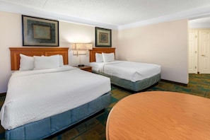 Premium bedding, desk, blackout drapes, iron/ironing board