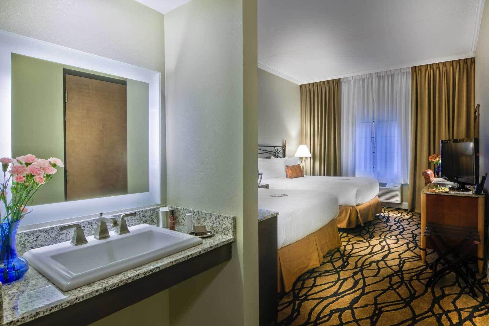 standard room, 2 queen beds | premium bedding, pillow-top beds, in-room safe, desk