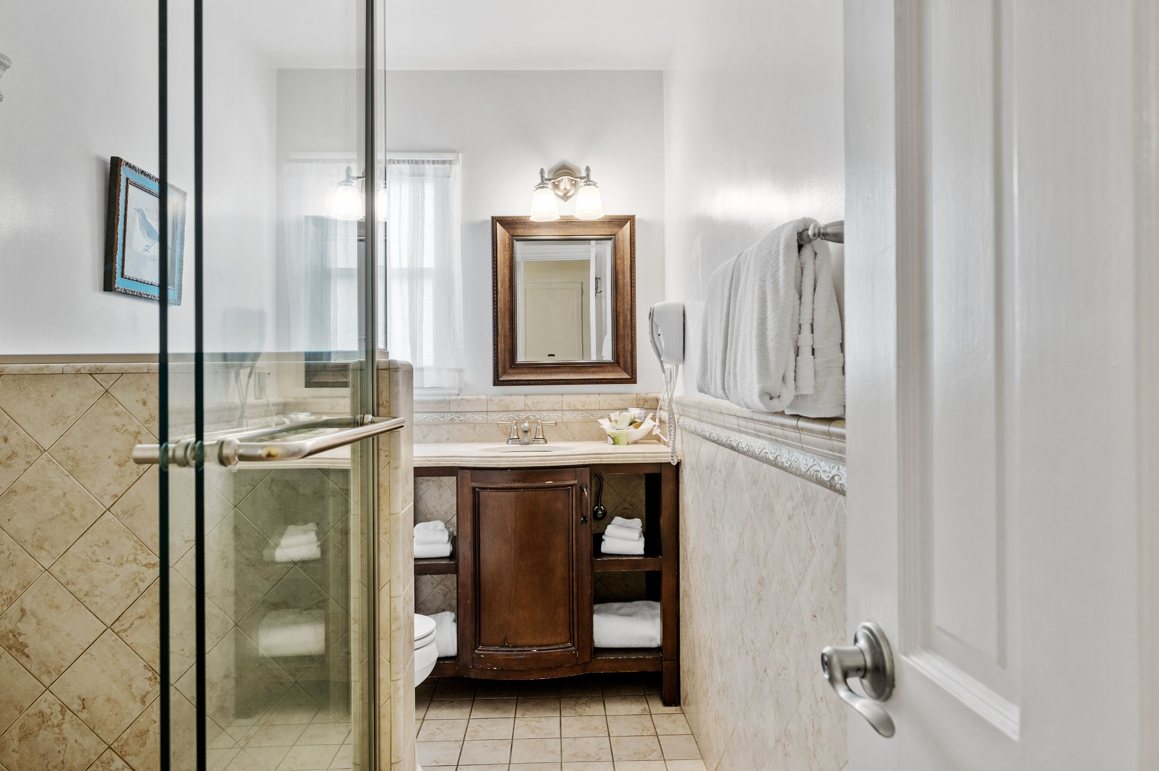 standard room, 2 queen beds | bathroom | shower, free toiletries, hair dryer, bathrobes