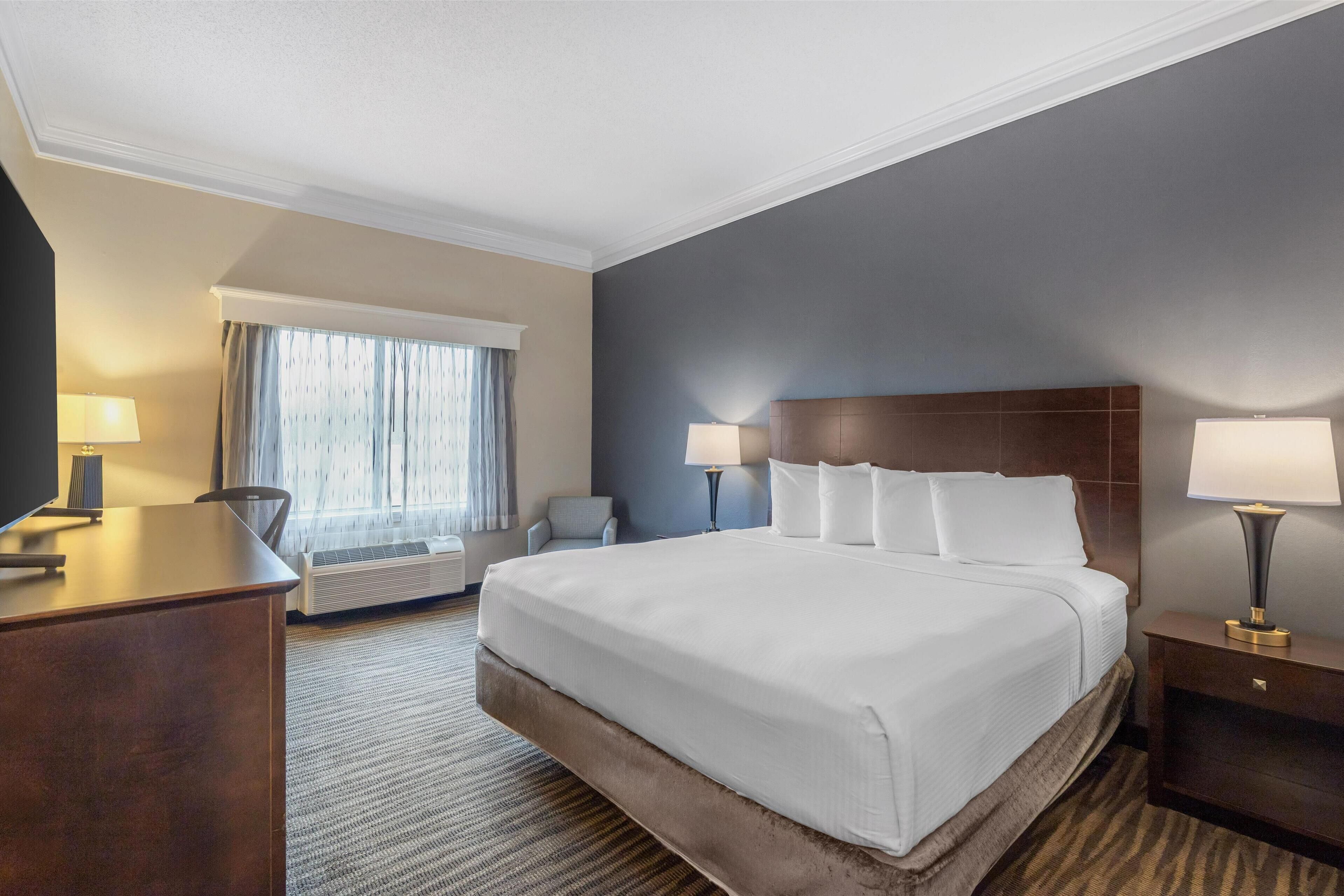 standard room, 1 king bed, accessible, refrigerator & microwave | premium bedding, in-room safe, blackout curtains, iron/ironing board