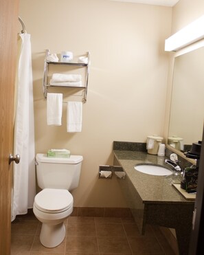 A bathroom with a toilet, sink, and towel rack.