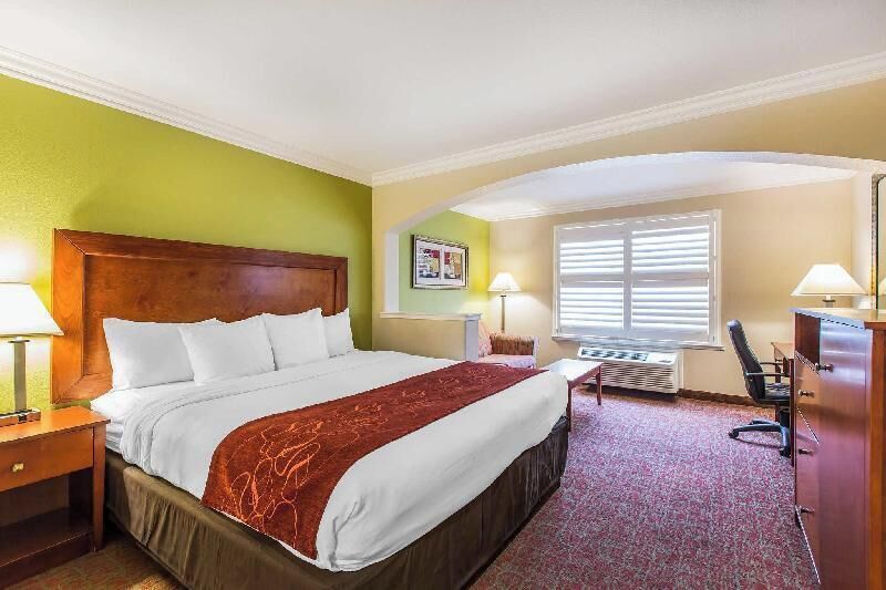 Premium bedding, pillowtop beds, desk, laptop workspace