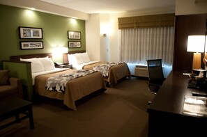 Deluxe Room, Non Smoking (2 Double Beds & Sofa Bed) | Desk, blackout drapes, iron/ironing board, free cribs/infant beds