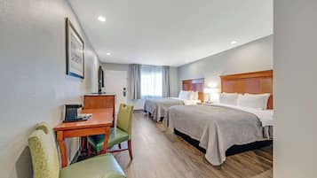 Desk, blackout curtains, soundproofing, iron/ironing board