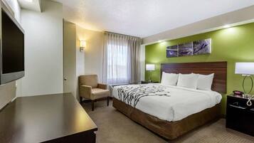 Premium bedding, desk, blackout curtains, iron/ironing board