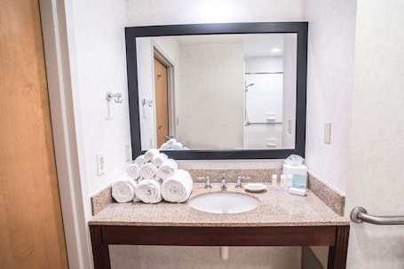 Room, 2 Katil Ratu (Queen), Accessible, Non Smoking | Bilik Mandi | Gabungan pancuran/tab mandi, kelengkapan dandanan diri percuma . Hampton Inn Louisville-North/Clarksville