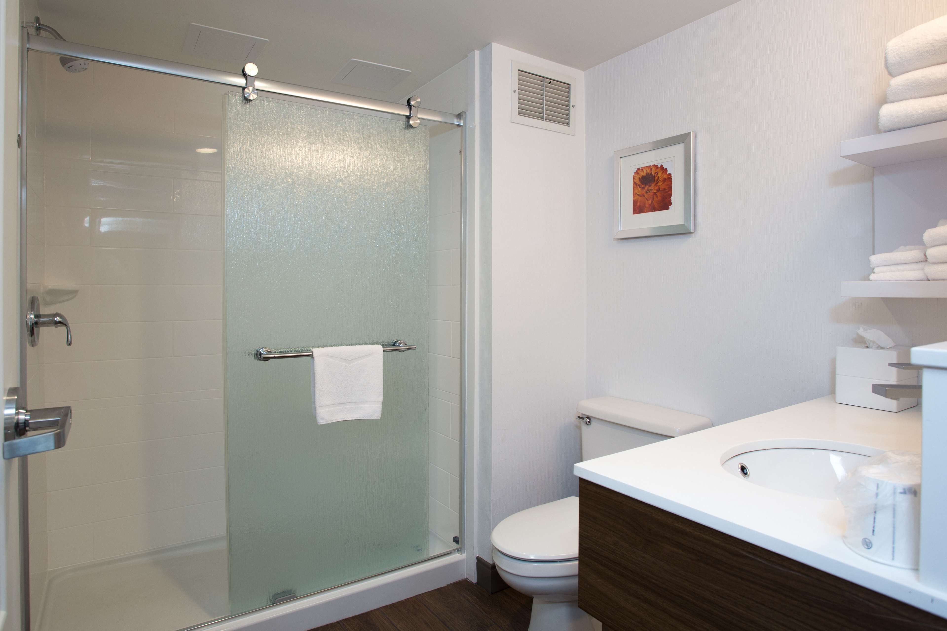 suite, 1 king bed, non smoking | bathroom | combined shower/bathtub, hydromassage showerhead, hair dryer